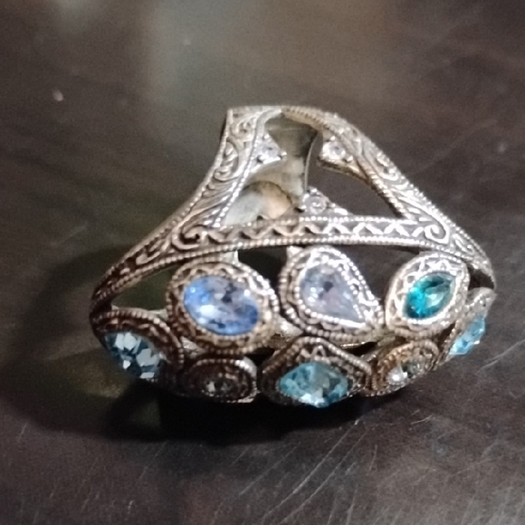 Loree Rodkin Love & Rock HSN Silver & Blue Gemstone Gothic Ring Size 7 Snug Fit - Picture 3 of 6